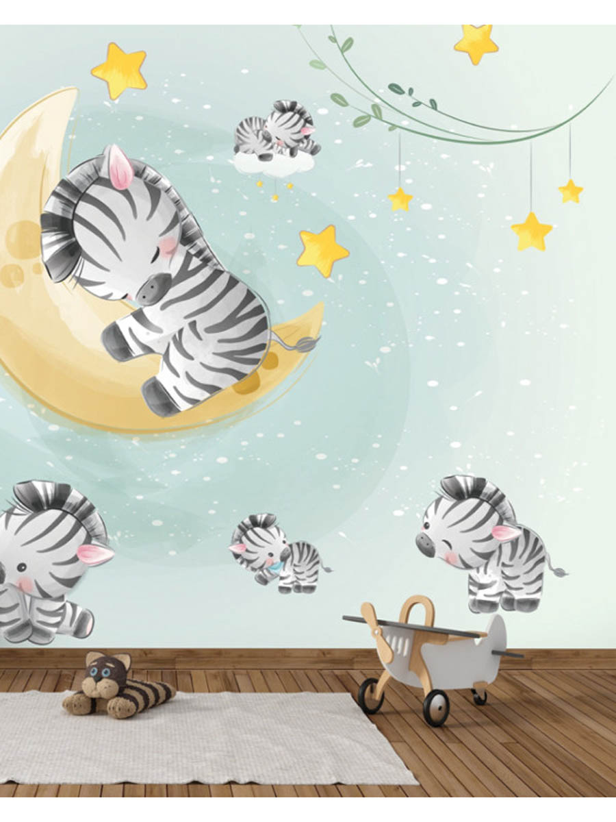 Fototapet copii Mourals Tiny Zebras cod KIDSM010