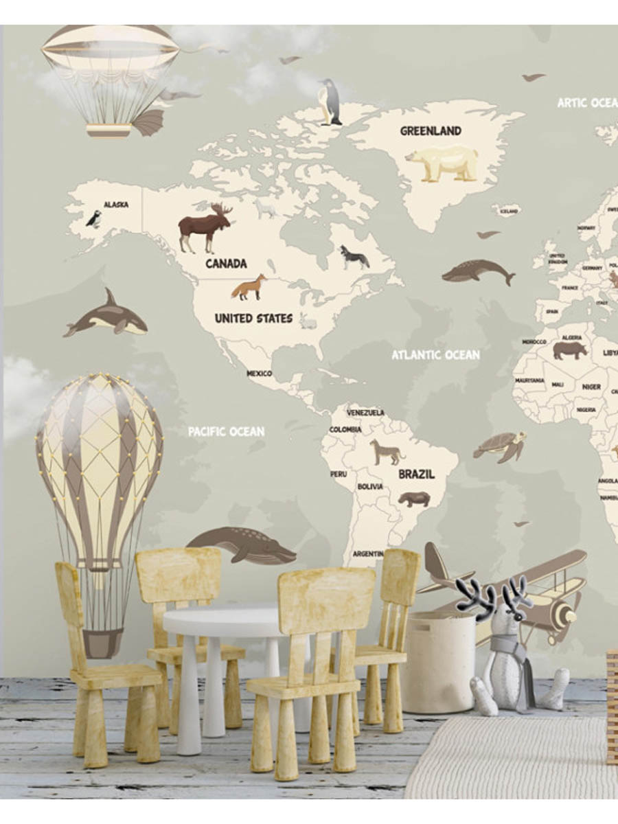 Fototapet copii Mourals World Map cod KIDSM013