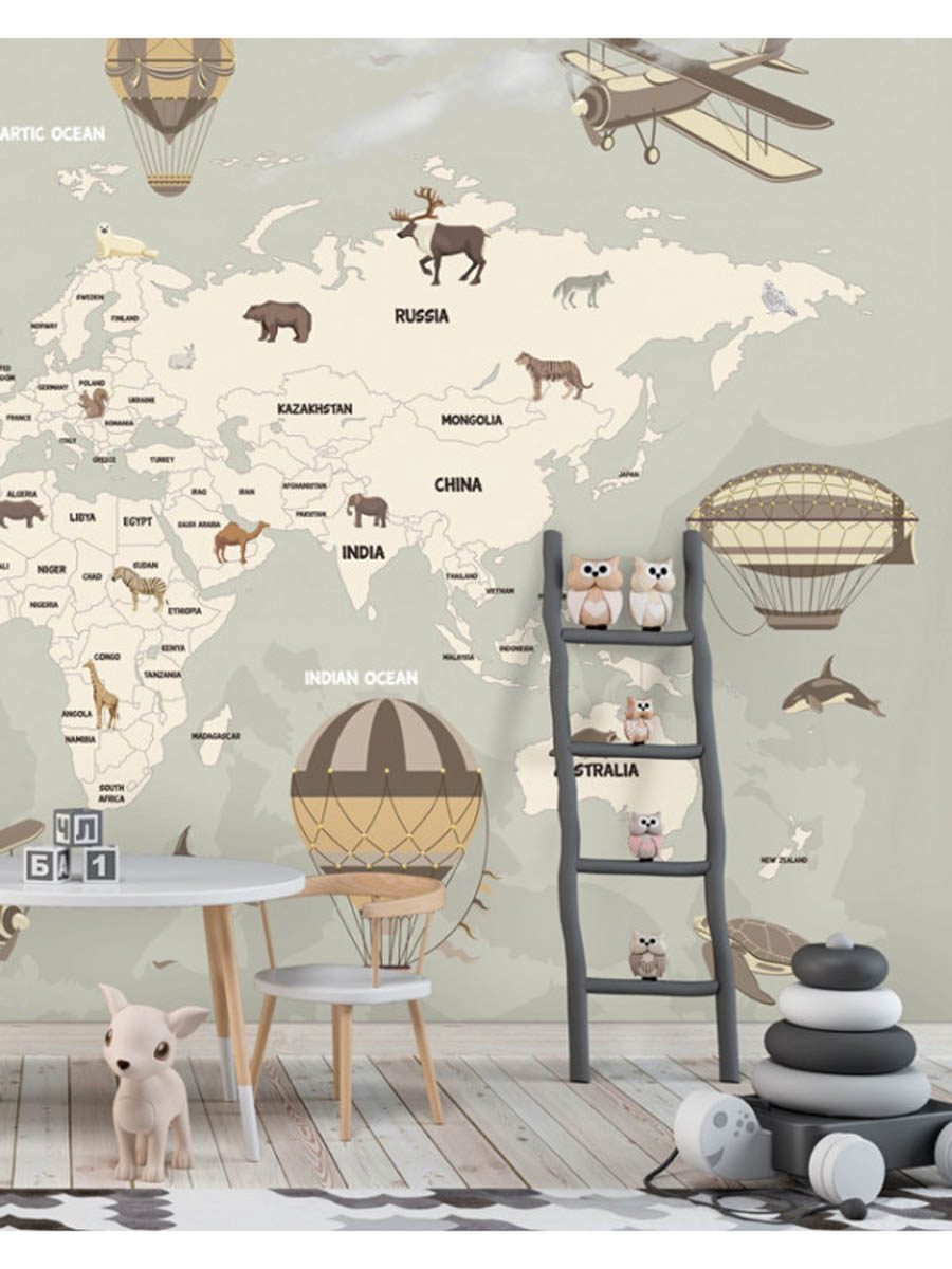 Fototapet copii Mourals World Map cod KIDSM013 - imagine 2