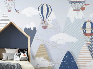 Fototapet copii Mourals Floating Ballons cod KIDSM024