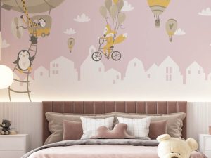 Fototapet copii Mourals Pink Zeppelin cod KIDSM028