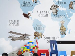 Fototapet copii Mourals Continents Map cod KIDSM049