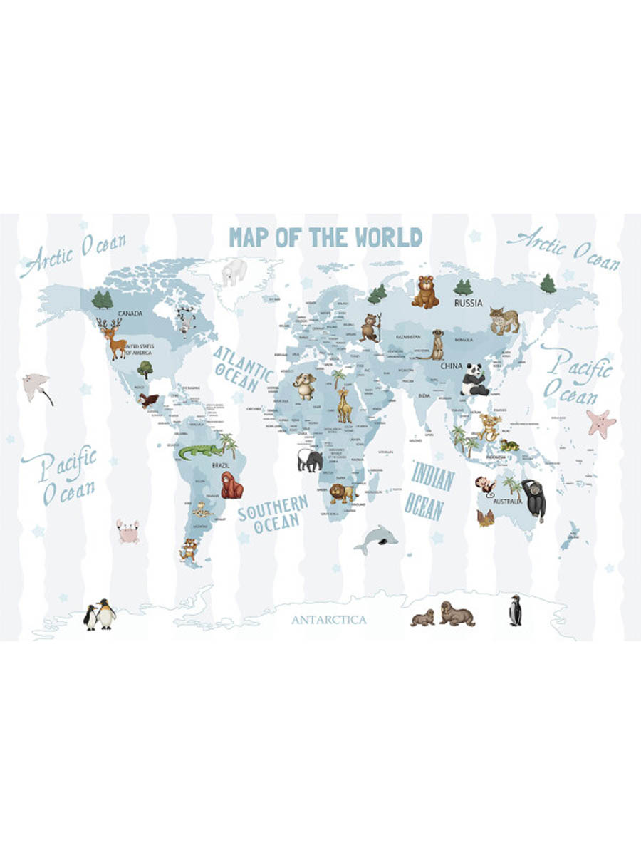 Fototapet copii Mourals World Map Blue cod KIDSM053 - imagine 3