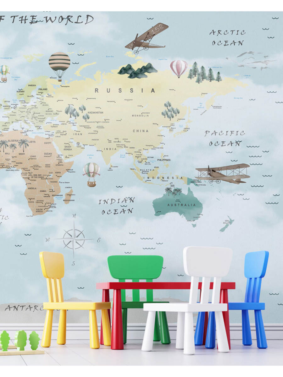 Fototapet copii Mourals World Map Colorful cod KIDSM054 - imagine 2