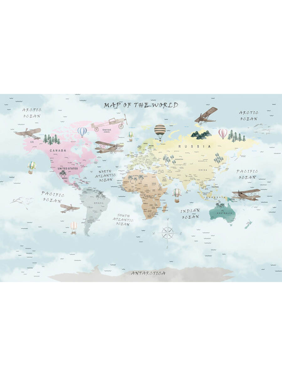 Fototapet copii Mourals World Map Colorful cod KIDSM054 - imagine 3