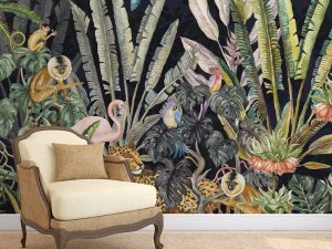 Tapet Wonderland Jungle in Black