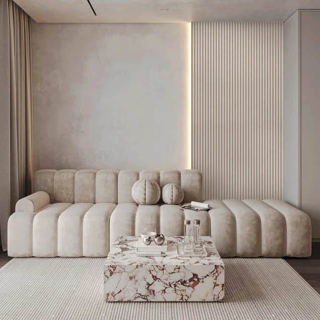 Riflaj decorativ model Gresso, Ivory Cream, Lamelio