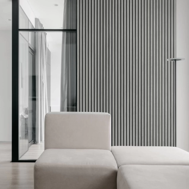 Riflaj decorativ fonoabsorbant din MDF, Grey, Lamelio - imagine 4